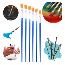 Kit 6 Pincel Chato Suave Artesanato Pintura Artes Pincéis