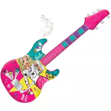 Guitarra Infantil Instrumento Musical Barbie Função Mp3 Cor Rosa