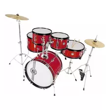 Bateria Infantil Nagano One Drum Vermelha 5 Peças Bumbo 16 Cor Vermelho