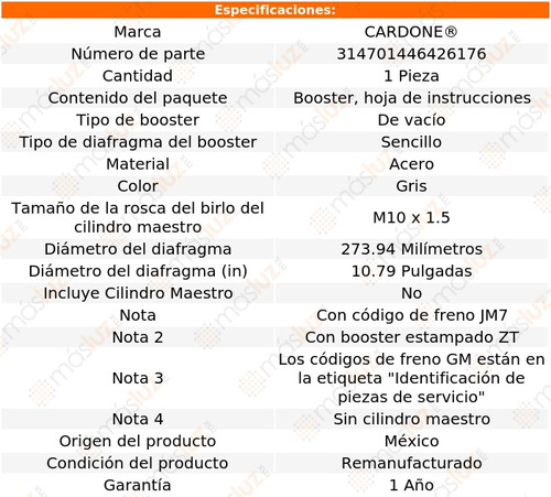 1- Booster Frenos Sonoma 1991/1993 Cardone Reman Foto 5