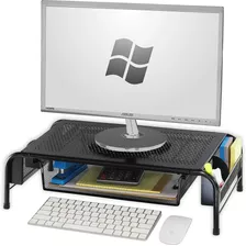 Soporte De Escritorio Para Monitor Negro De Acero, Fino