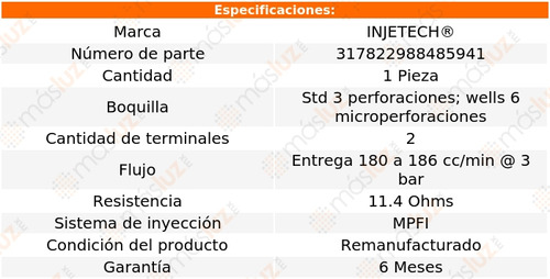 1) Inyector Combustible Grand Prix V6 3.1l 94/99 Injetech Foto 4