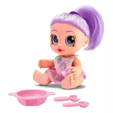 Boneca Baby Rainbow Papinha C/acessórios Violeta Bambola