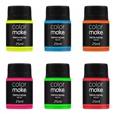 6 Tinta Líquida Flúor 25ml Colormake (todas As Cores)
