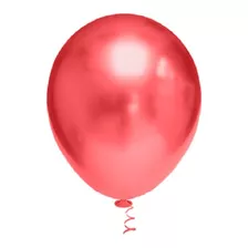 50 Unid - Bexiga Balões Metalizado Platino Nº 10 Vermelho