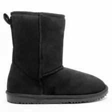 Pantubota Mujer Caña Media Idem Ugg Microfibra Color Negro