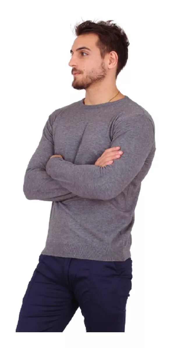 Sweater Liso Escote Redondo Elastizado Art 8499