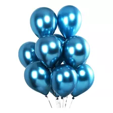 Balões Metalizados Azul Bexigas Cromadas Nº9 - 25 Und's
