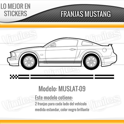 Par De Stickers, Viniles Franjas Laterales Para Ford Mustang Foto 10