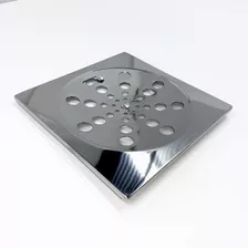 Tampa Ralo 15x15cm Grelha Inox 430 Quadrado Com Fecho Rotativo