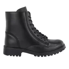 Bota Coturno Moda Casual Feminino Cadarço Ziper Cano Médio