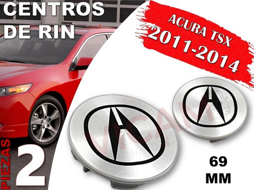 Par De Centros De Rin Acura Tsx 2011-2014 69 Mm (gris) Foto 2