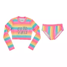 Conjunto Baño Niña, Manga Larga + Panty Multicolor Mic