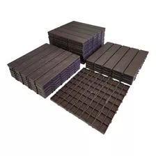 Kit 16 Decks Madeira Plástico Encaixe Modular Piscina Sacada