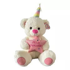 Peluche De Oso Con Estrella Color Crema 49x28 Cms