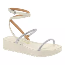 Sandalia Vizzano Papete Flatform Feminino Brilhosa Tiras