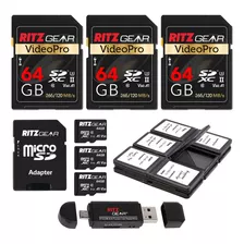 Ritz Gear Tarjeta De Memoria 4k Sdxc 64gb U3 V60 3-pack +64g