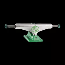 Truck Para Skate Silver M-hollow 8.0 Polished/green Set