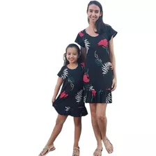 Vestido Tal Mãe Tal Filha Estampado Com Babado Mãe E Filha