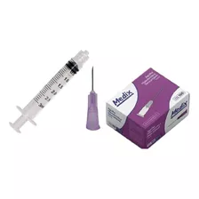 Kit 100 Seringas 3ml + 100 Agulhas 20x0,55 Roxa