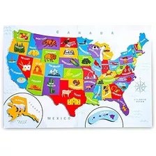 Ee. Uu. Puzzle Mapa De Estados Unidos Con 44 Piezas Magnétic