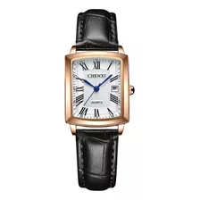 Reloj Impermeable Elegante De Cuero Cuadrado Chenxi