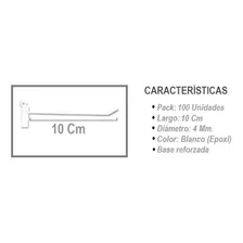 Ganchos Blisteros - 10 Cm (pack 100 Unidades) Panel Ranurado