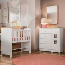 Conjunto Quarto De Bebê Mini Berço Com Colchão E Hb