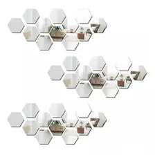 Pack X36 Vinilo Espejo Pared Adhesivo Hexagonal Decorativo 