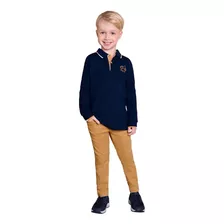 Conjunto Milon Infantil Menino Calça Sarja Camisa Pólo Longa