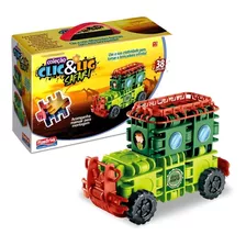 Blocos De Montar Clic E Lig Carrinho Safari 38 Pcs Didático