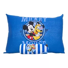 Jogo De Cama Solteiro Malha Personagens Disney 2 Peças Cor Mickey E Pluto Azul