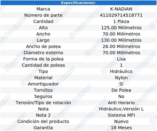 Tensor Banda Accesorios K-nadian Entourage V6 3.8l 07 Al 09 Foto 3