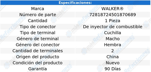 Conector Inyector Combustible S80 6 Cil 2.8l 99 Al 01 Walker Foto 3