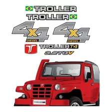 Kit Adesivos Emblema Troller T4 3.2 Tgv 4x4 Diesel 2013 Completo Carro Vermelho 3.2tgv Trl13