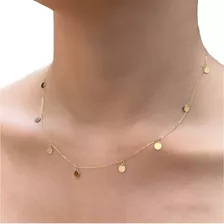 Corrente Gargantilha Choker Ouro 18k Chapinha Rendonda 45cm