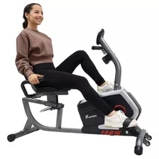 Bicicleta Fija Magnetica Horizontal Fit Cardio Con Monitor Color Gris