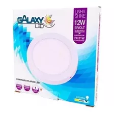 Plafon De Sobrepor Redondo 12w X 6500k - Galaxy Cor Branco 127v/240v