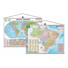 Mapa Brasil + Mundi Banner 120x90cm Gigante - Gratis Frete