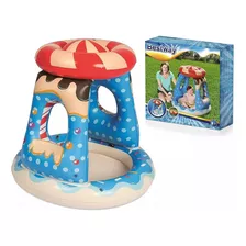 Pileta Inflable Para Bebes Candy 90 X 90 Con Techo Color Celeste