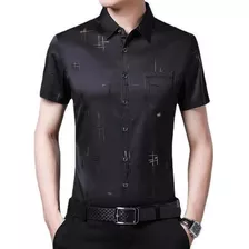 Camisa Casual De Manga Corta De Seda De Verano Para Hombre