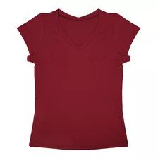 Blusa Camiseta Feminina Gola V Babylook Básica Lisa