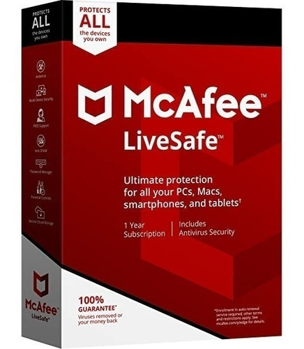 Antivirus Mcafee Livesafe 2020 1 Dispositivo Por 2 Años 