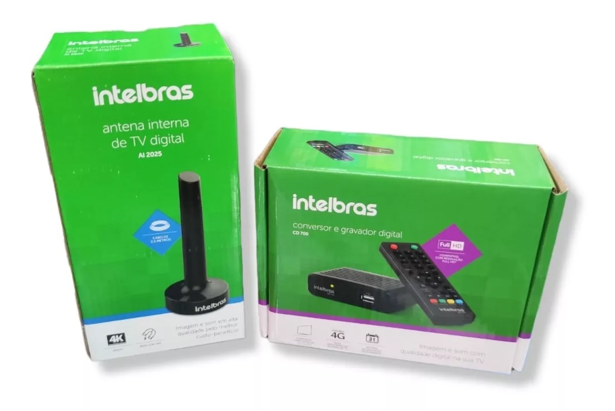 Kit Antena Digital Uhf Interna+ Conversor Digital Intelbras 