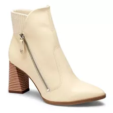 Bota Cano Curto Mississipi Salto Grosso Feminina - Creme