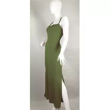 Vestido De Tirantes Con Abertura En Ambos Lados Verde