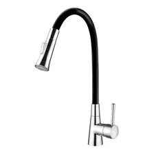 Torneira De Cozinha Monocomando Lorenzetti Loren Flex 2257 Black Acabamento Cromado