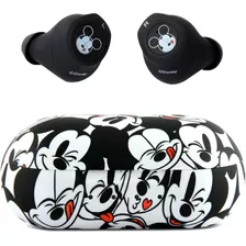 Disney Mickey Mouse Auriculares Bluetooth Con Funda De Carga Color Negro