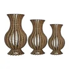 Trio Vaso Pérolas Mdf Cru Decoração Enviamos As Pérolas