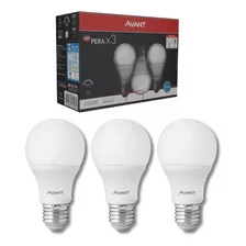 Kit 3 Avant Bulbo Pêra Br6500k 7w Branco-frio